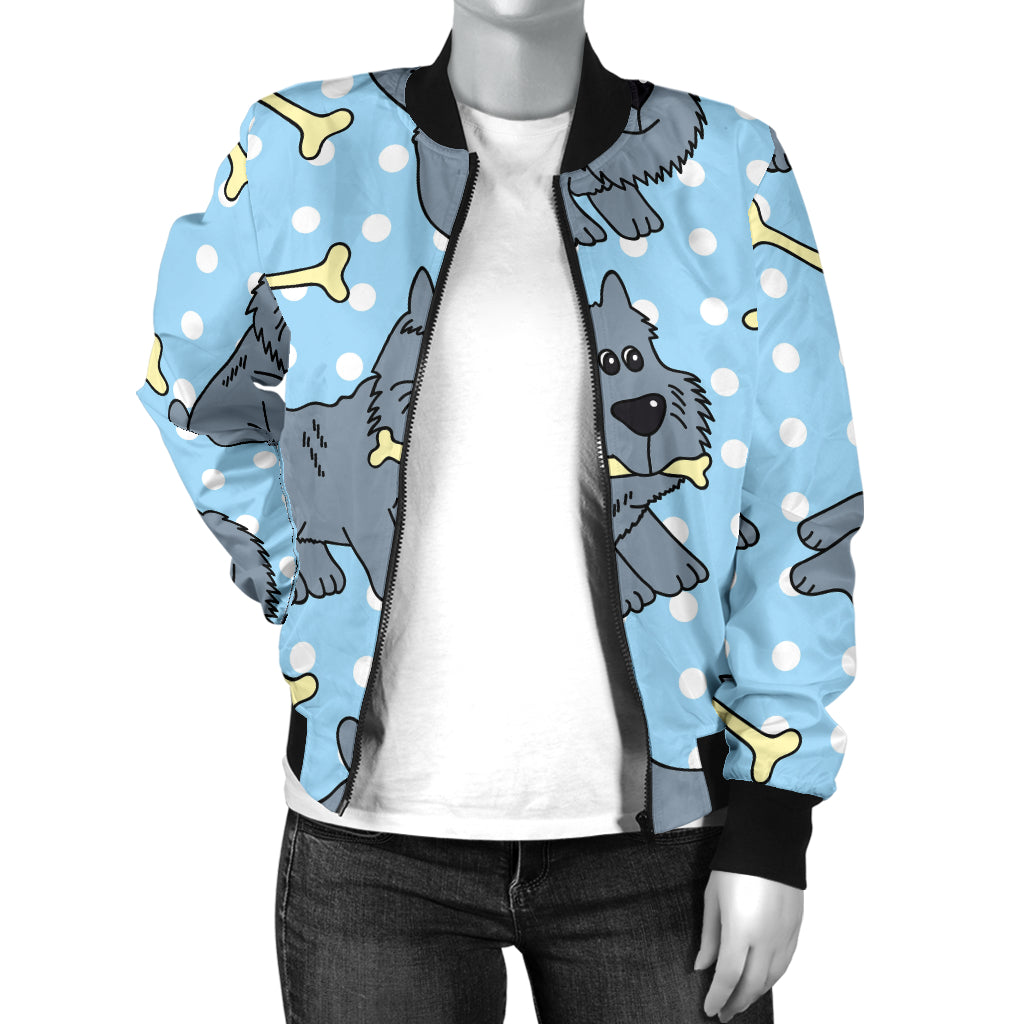 Schnauzers Pattern Print Design A02 Women's Bomber Jacket