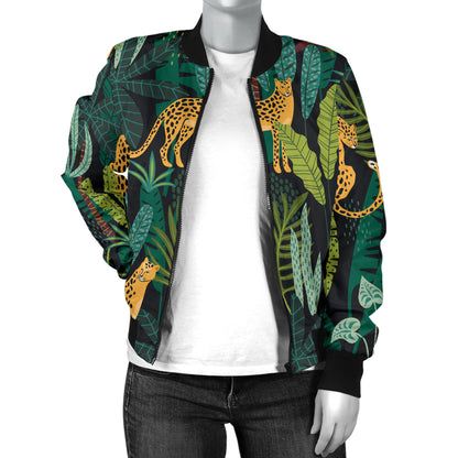 Jaguar Jungle Pattern Print Design 03 Women's Bomber Jacket