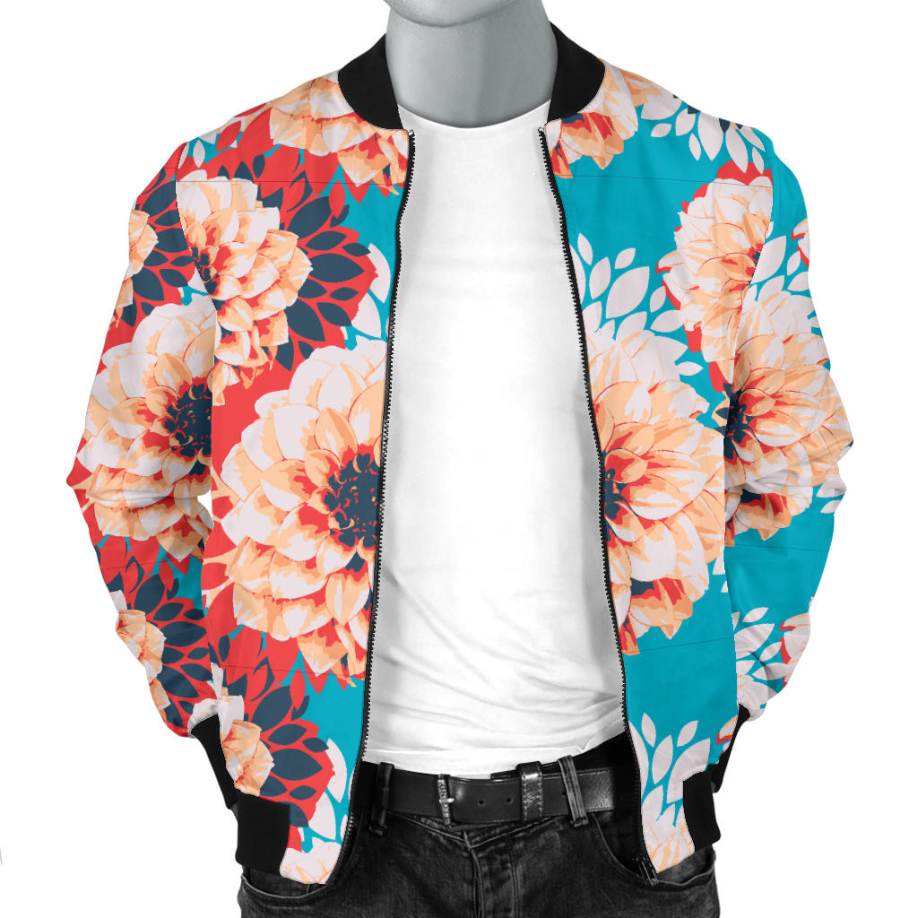 Dahlia Pattern Print Design DH05 Men Bomber Jacket