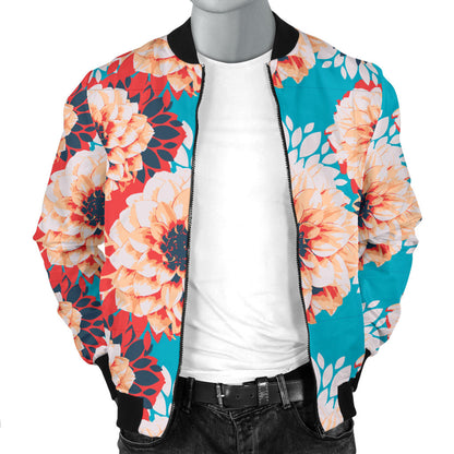 Dahlia Pattern Print Design DH05 Men Bomber Jacket