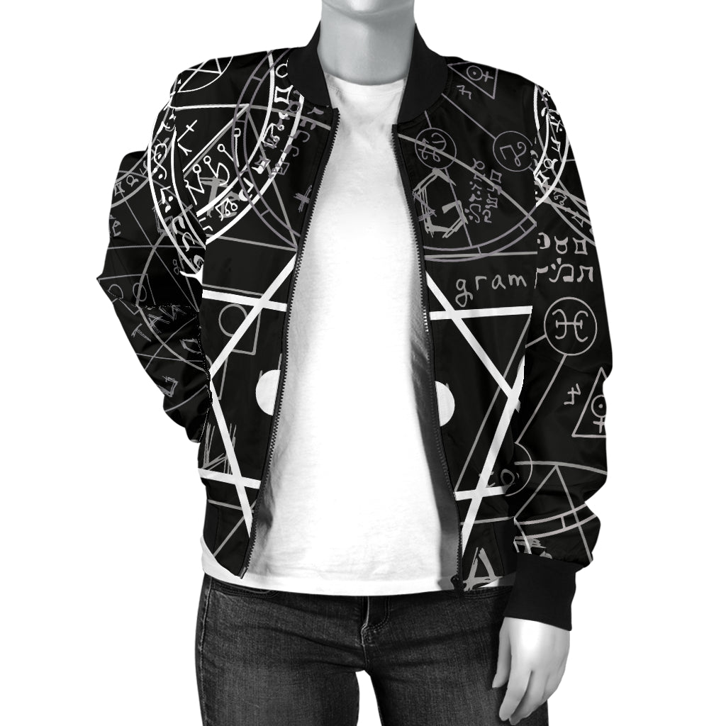 Pentagram Pattern Print Design A01 Women's Bomber Jacket