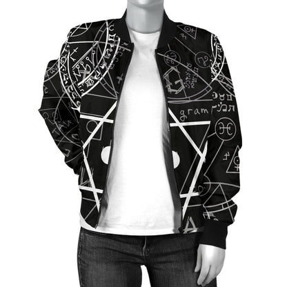 Pentagram Pattern Print Design A01 Women's Bomber Jacket
