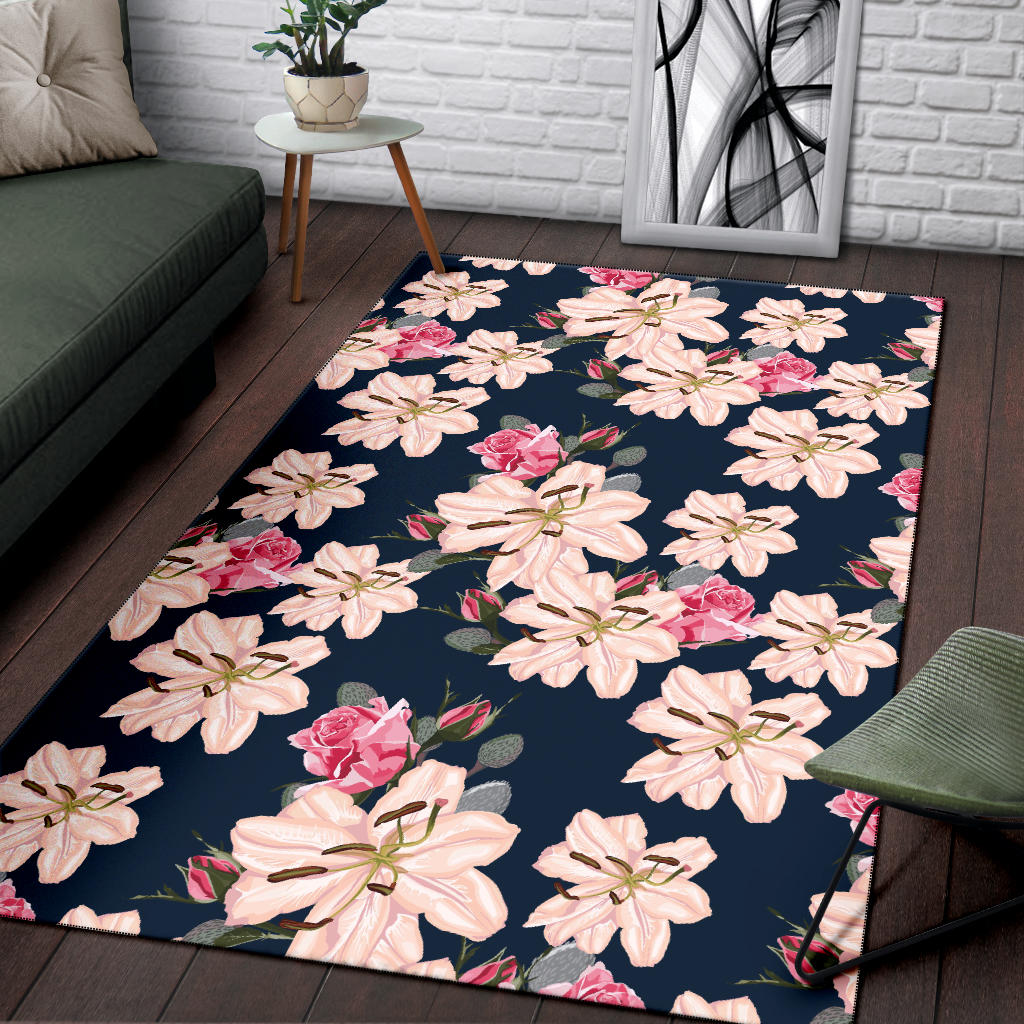 Lily Pattern Print Design LY04 Area Rugs