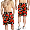 Red Hibiscus Pattern Print Design HB022 Mens Shorts