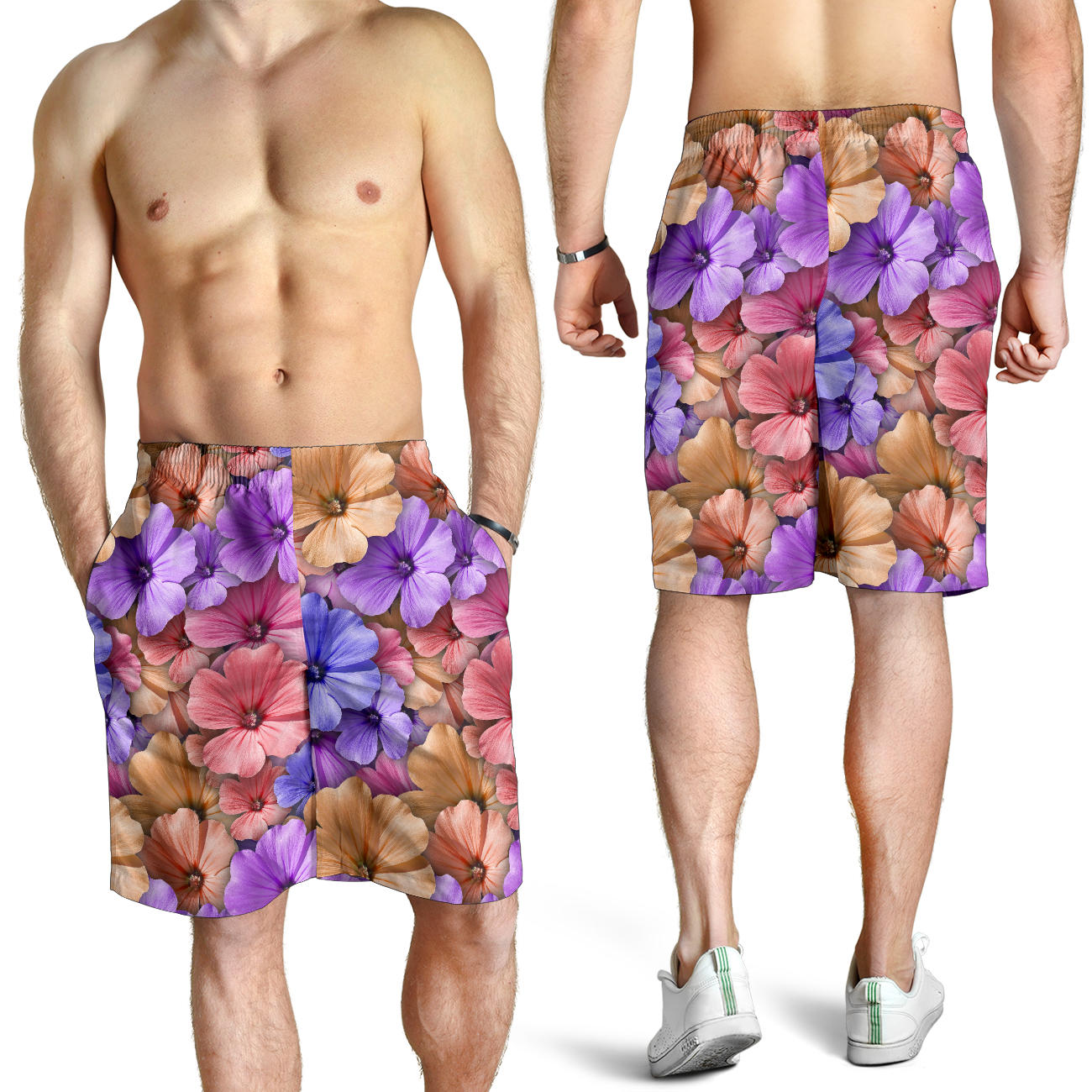 Colorful Geranium Pattern Mens Shorts