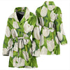 Tulip White Pattern Print Design TP05 Women Bathrobe