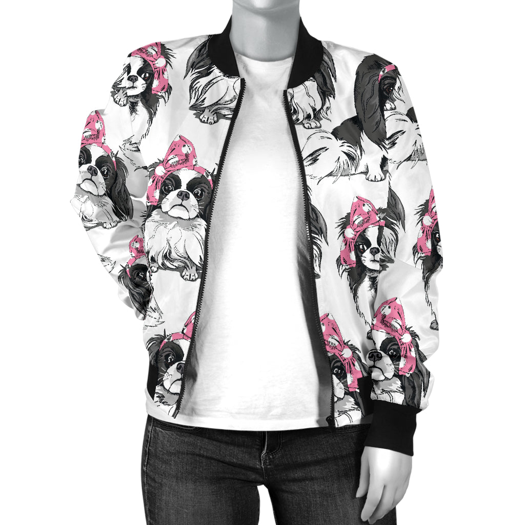 Japanese Chin Pattern Print Design 01 Women's Bomber Jacket