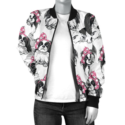 Japanese Chin Pattern Print Design 01 Women's Bomber Jacket
