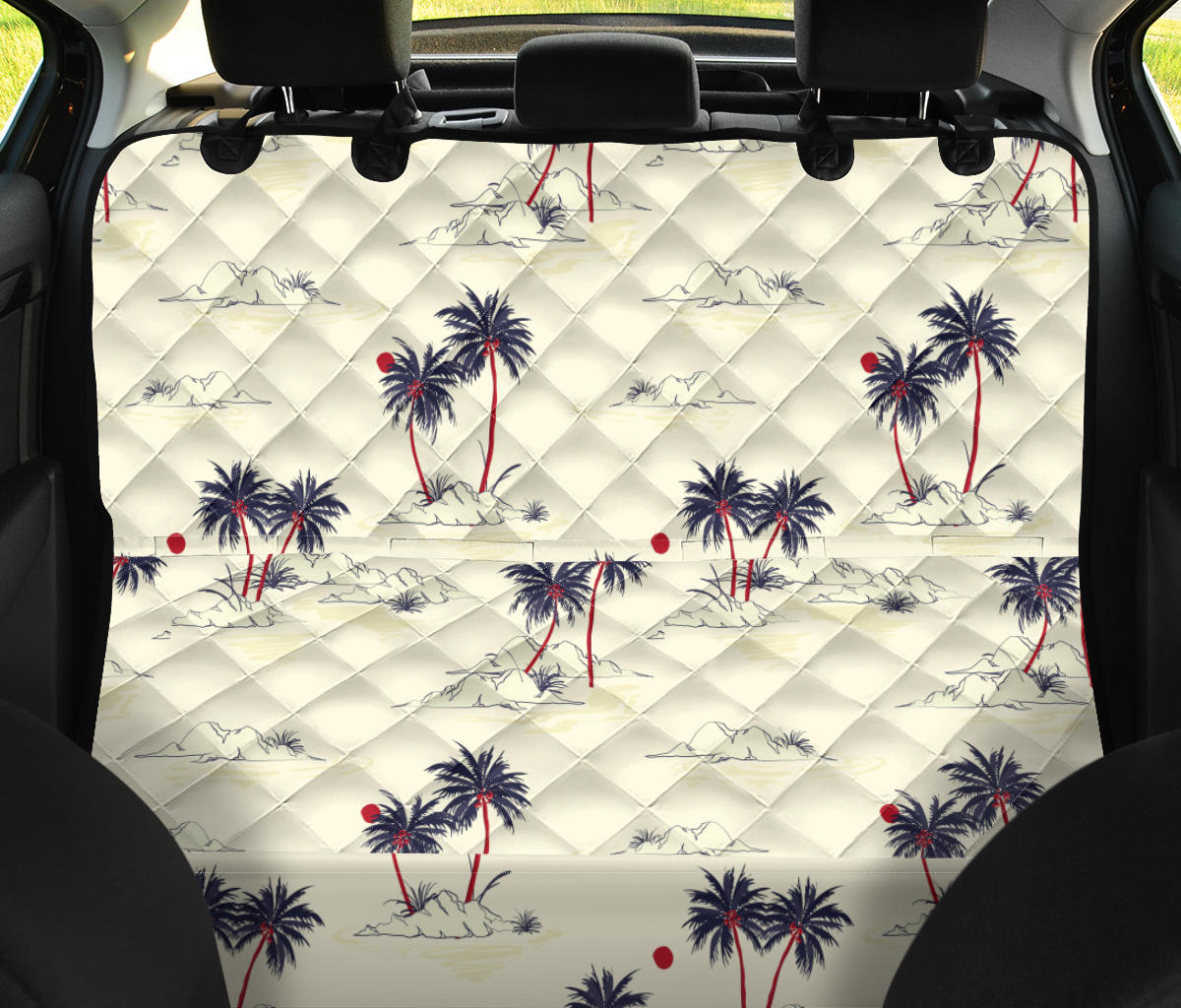 Palm Tree Pattern Print Design PT08 Rear Dog  Seat Cover