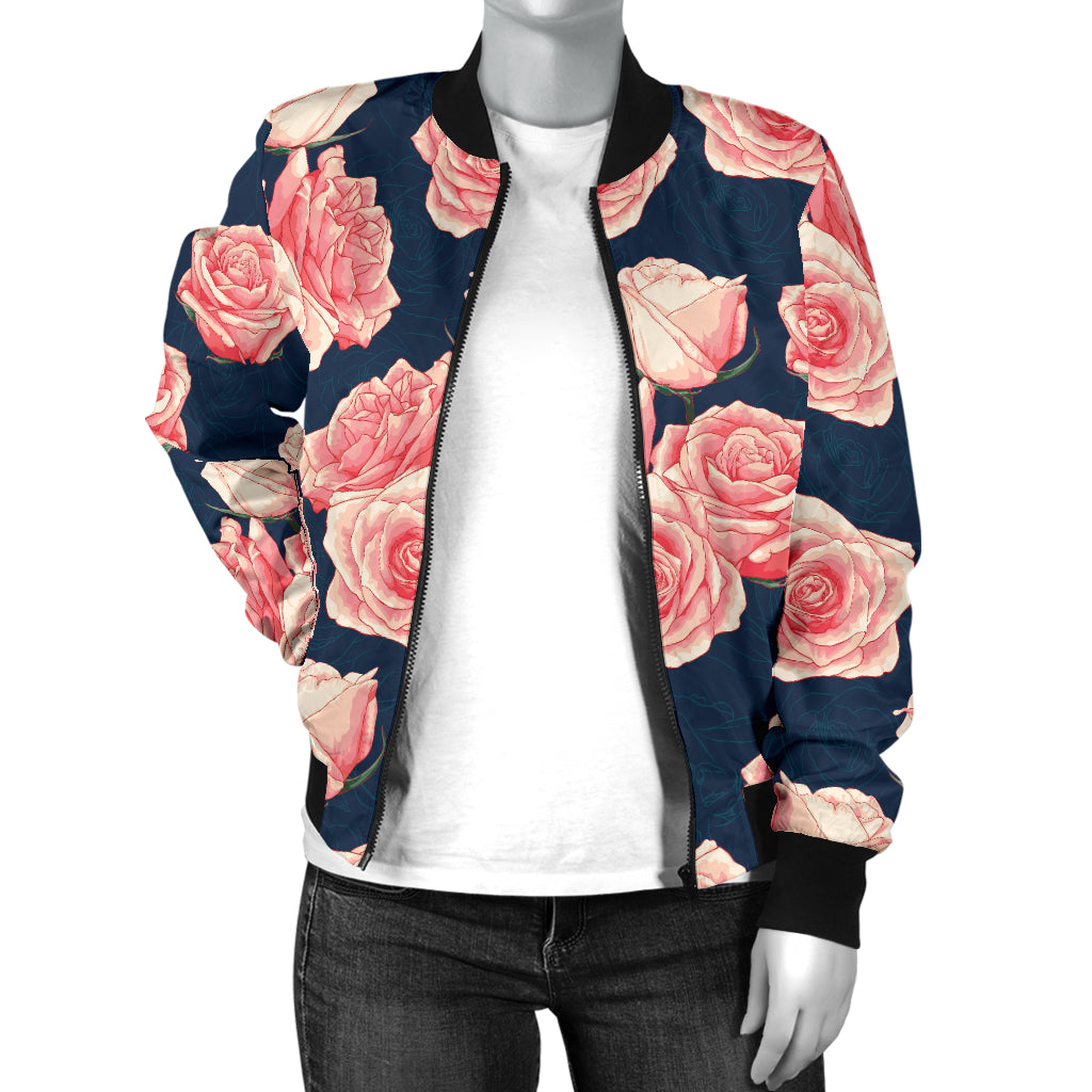 Rose Pattern Print Design A03 Women's Bomber Jacket