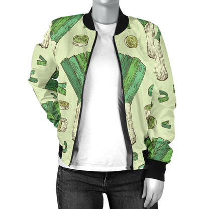 Leek Pattern Print Design 04 Women's Bomber Jacket