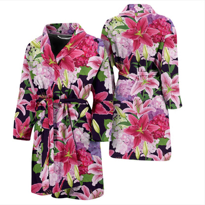 Lily Pattern Print Design LY017 Men Bathrobe