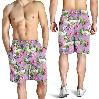 Swan with Flower Pattern Print Design 01 Mens Shorts