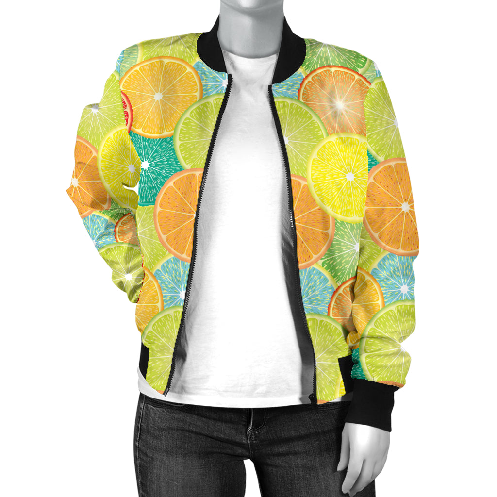 Citrus Pattern Print Design 01 Women's Bomber Jacket
