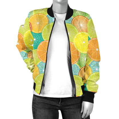 Citrus Pattern Print Design 01 Women's Bomber Jacket