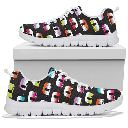 Camper Caravan Pattern Sneakers White Bottom Shoes