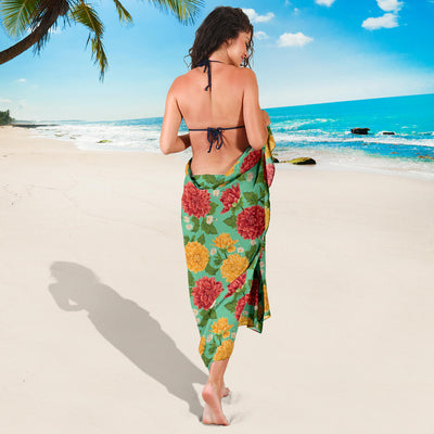 Dahlia Pattern Print Design DH011 Sarong Pareo Wrap