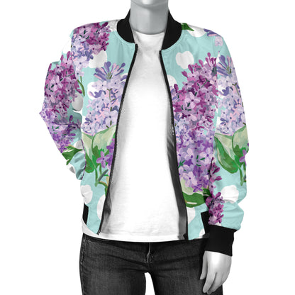 Lilac Pattern Print Design 02 Women's Bomber Jacket