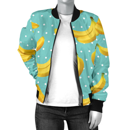 Banana Pattern Print Design BA02 Women Bomber Jacket