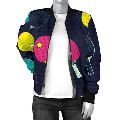 Ping Pong Pattern Print Design A04 Women's Bomber Jacket