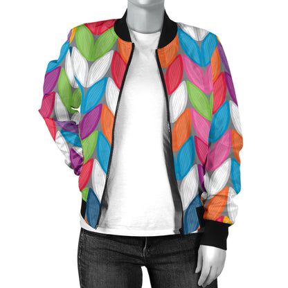 Knit Pattern Print Design 01 Women's Bomber Jacket