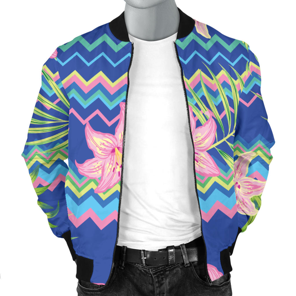 Lily Pattern Print Design LY015 Men Bomber Jacket