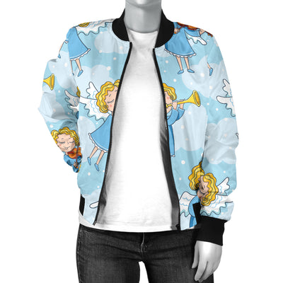 Angel Musician Pattern Print Design 09 Women's Bomber Jacket