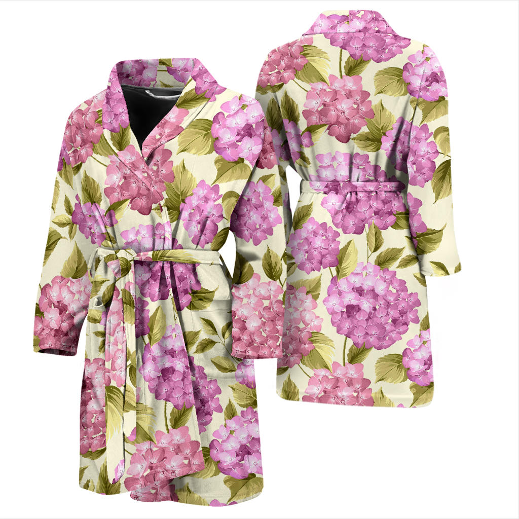 Hydrangea Pattern Print Design HD05 Men Bathrobe