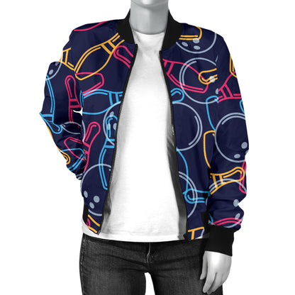Bowling Pattern Print Design 07 Women's Bomber Jacket