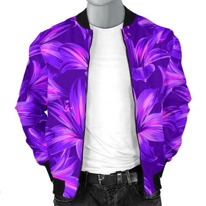 Amaryllis Pattern Print Design AL03 Men Bomber Jacket