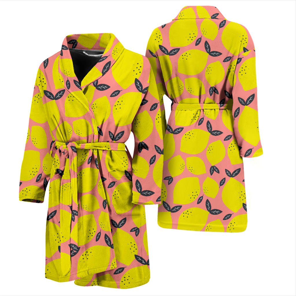 Lemon Pattern Print Design LM03 Men Bathrobe