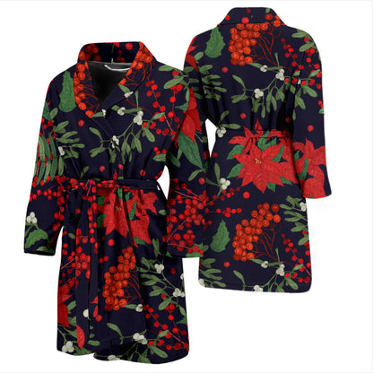 Poinsettia Pattern Print Design POT02 Men Bathrobe