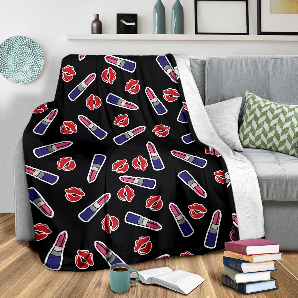 Lipstick Pattern Print Design LT01 Fleece Blanket