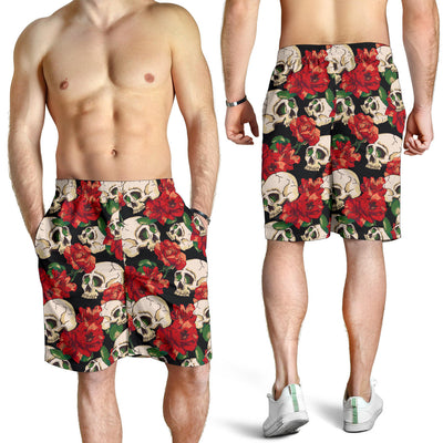 Skull Red Rose Mens Shorts