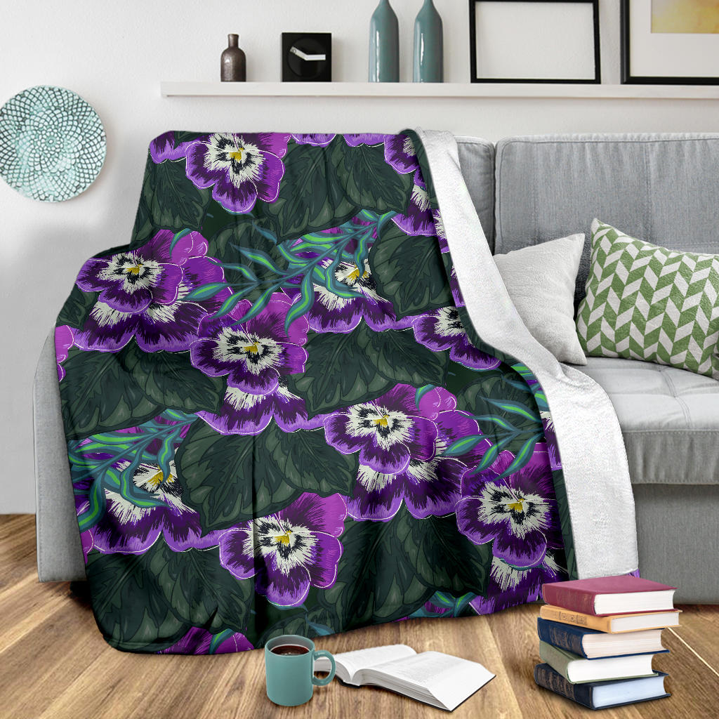 Pansy Pattern Print Design PS07 Fleece Blanket
