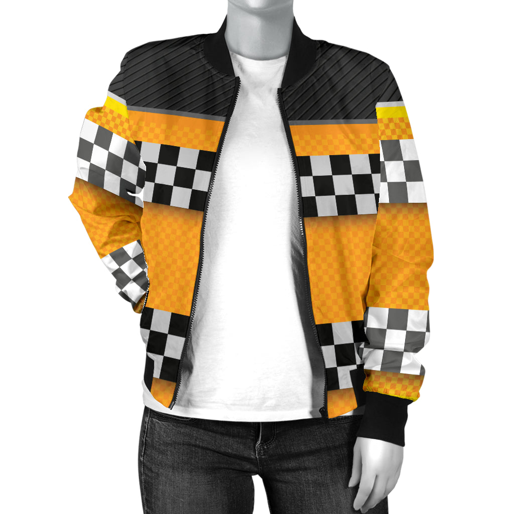 Checkered Pattern Print Design 01 Women's Bomber Jacket