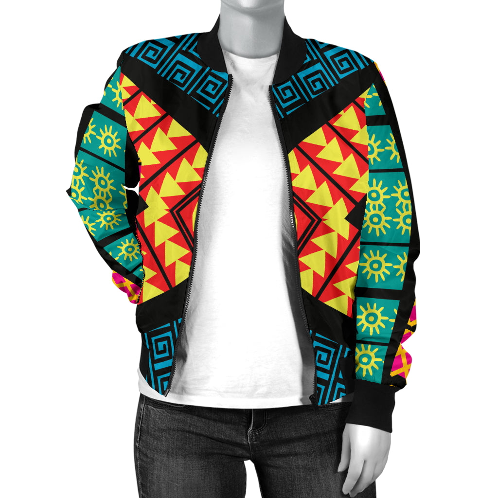 Kaleidoscope Pattern Print Design 05 Women's Bomber Jacket