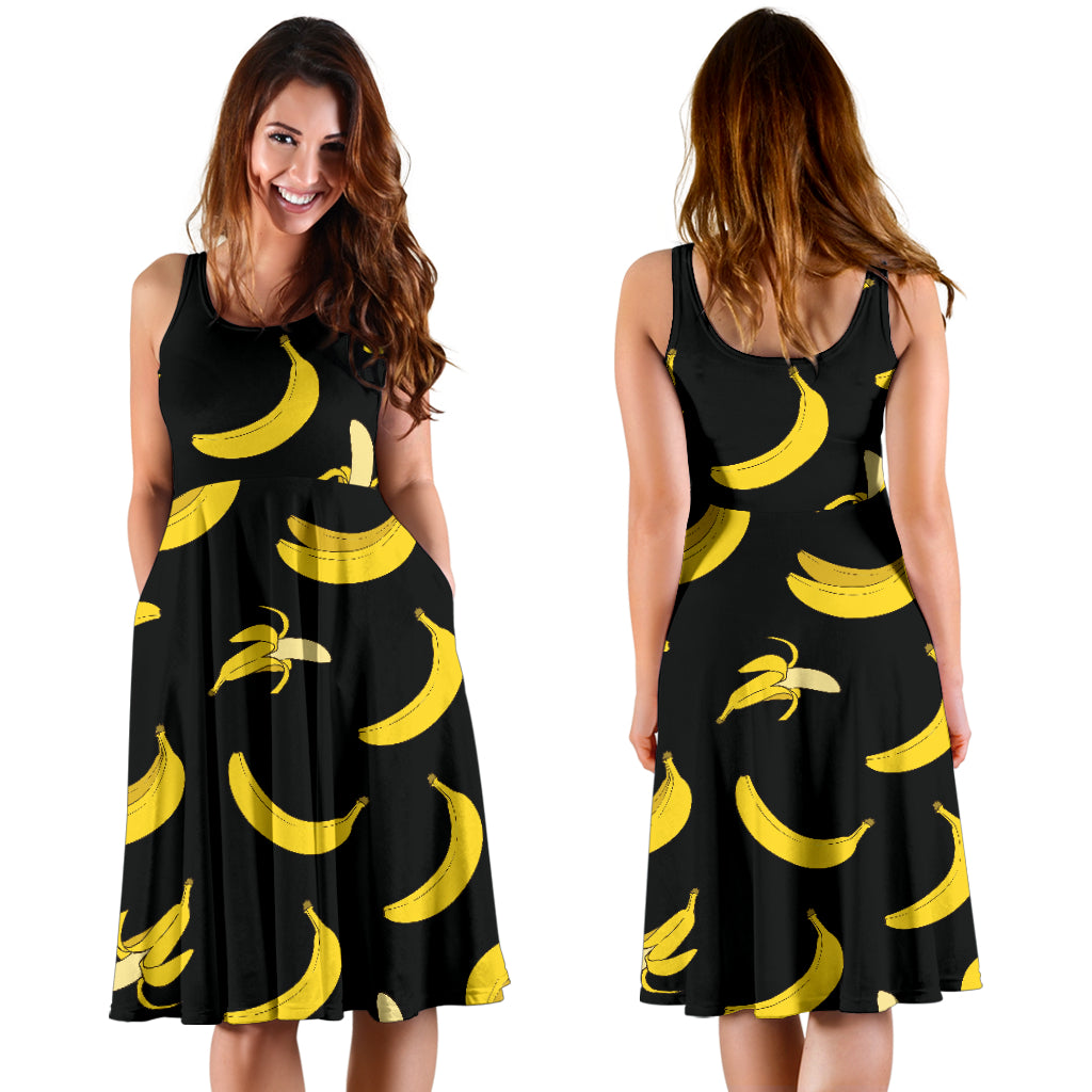 Banana Pattern Print Design BA05 Midi Dress