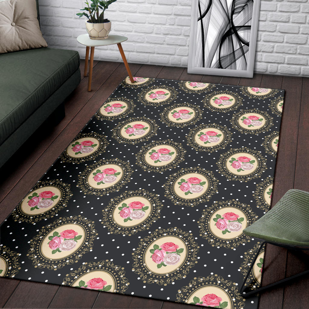 Rose Pattern Print Design RO015 Area Rugs