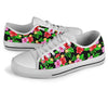 Pink Red Hibiscus Pattern Print Design HB023 White Bottom Low Top Shoes