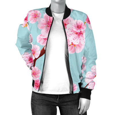 Cherry Blossom Pattern Print Design CB04 Women Bomber Jacket