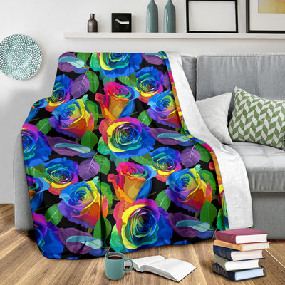 Rose Pattern Print Design RO02 Fleece Blanket