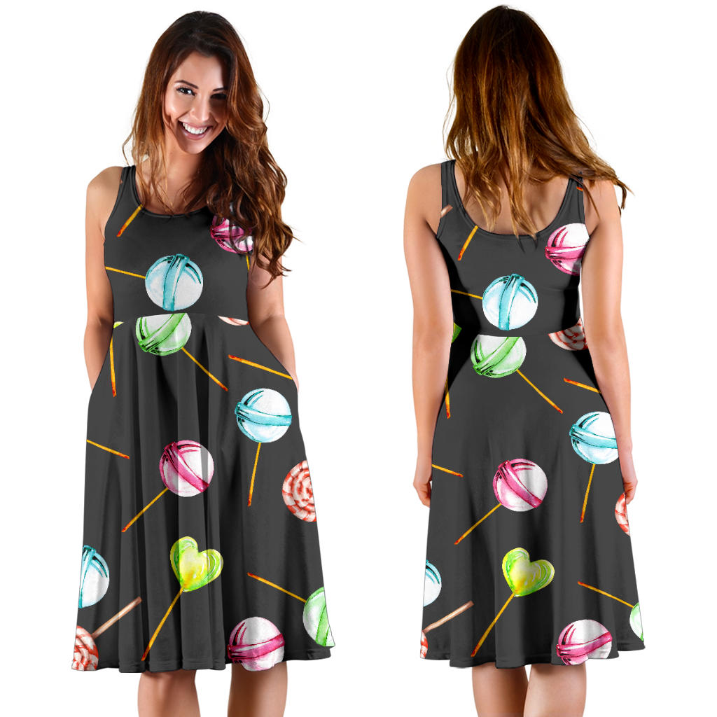 Lollipop Pattern Print Design LL02 Midi Dress