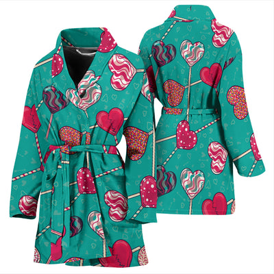 Lollipop Pattern Print Design LL01 Women Bathrobe