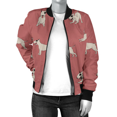 Bull Terriers Pattern Print Design 09 Women's Bomber Jacket