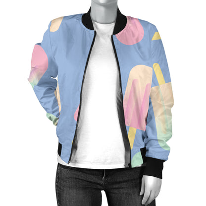 Ice Cream Pattern Print Design 05 Women's Bomber Jacket