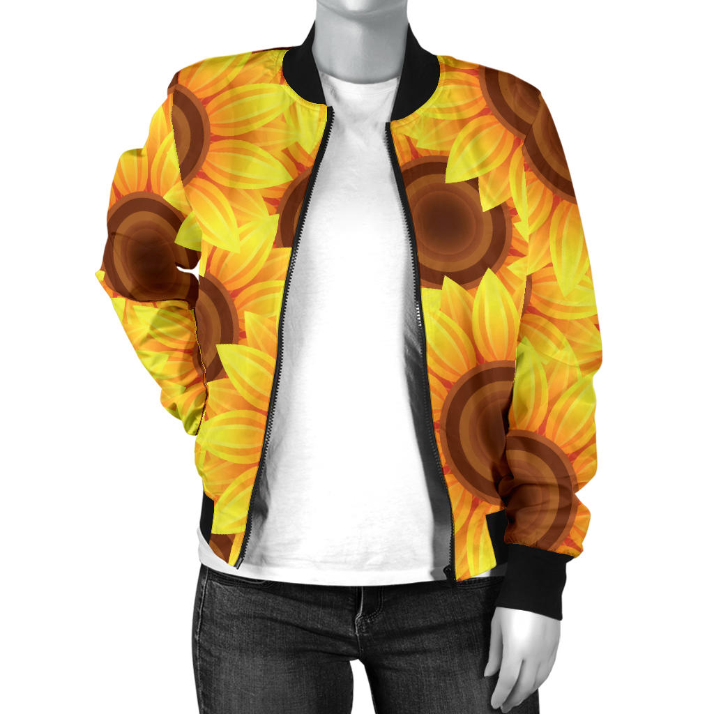 Sunflower Pattern Print Design SF07 Women Bomber Jacket