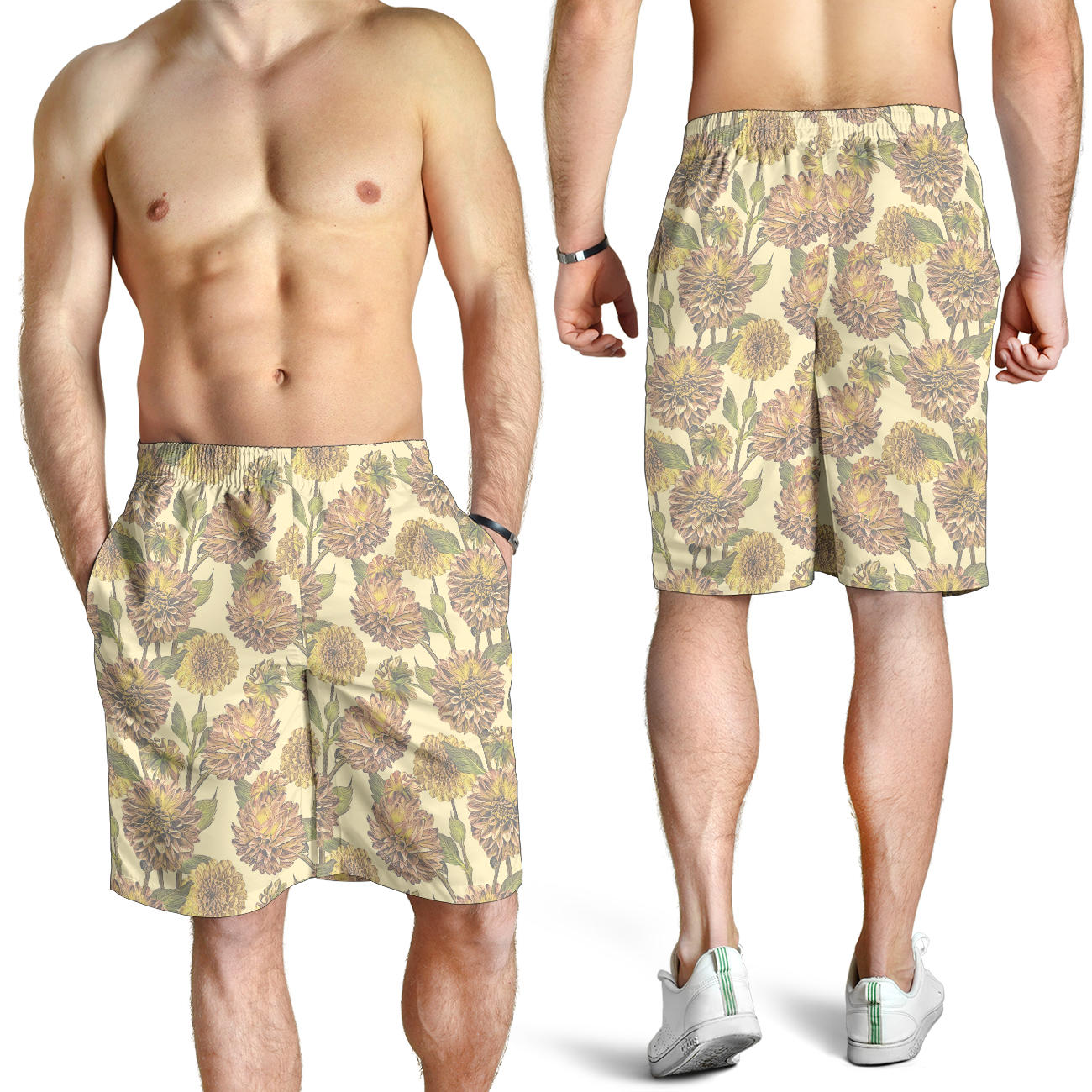 Dahlia Pattern Print Design DH09 Mens Shorts