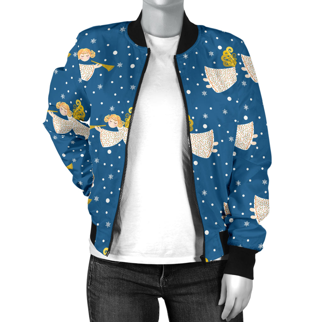 Angel Pattern Print Design 08 Women's Bomber Jacket