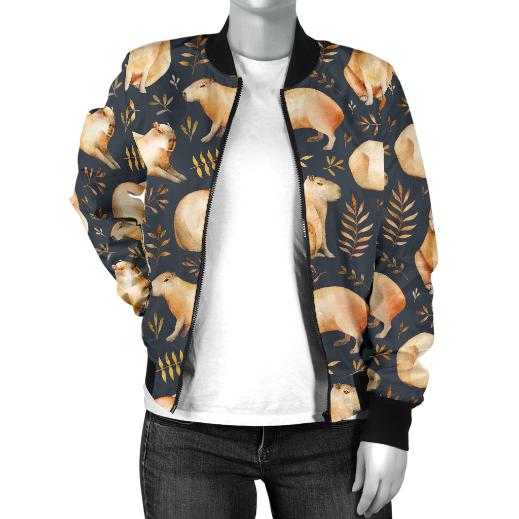 Capybara Pattern Print Design 02 Women's Bomber Jacket